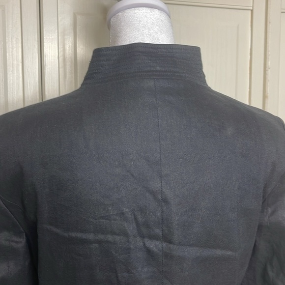 Boutique Essentials Women’s Black Linen High Collar Blazer Jacket Top Size 8 - Picture 8 of 12